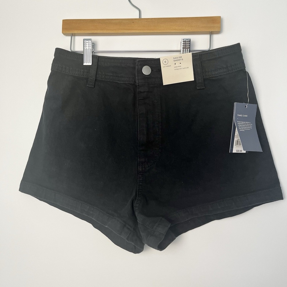 Universal Thread Women's High Rise Sailor Shorts Size 6 Black New With Tags